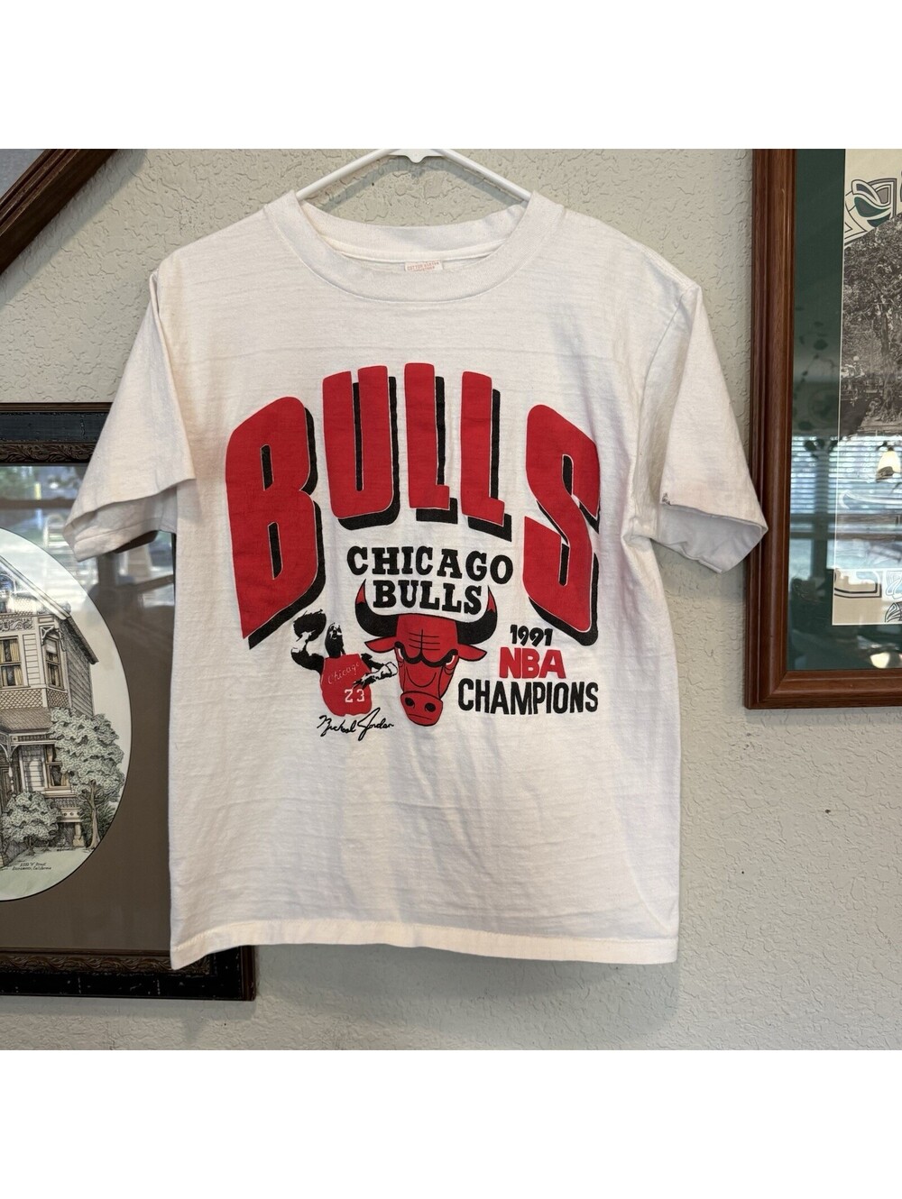 Vintage 1991 RARE Chicago Bulls World Champions Michael Jordan Shirt USA Large